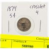 Image 1 : 1874 CROSSLET "4" CANADIAN SILVER 5 CENT