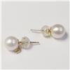 Image 1 : BZ1076-7 14K FRESH WATER PEARL DIAMOND EARRINGS