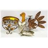 Image 1 : 3 METAL GARDEN DECOR PIECES INCLUDES BIRD, HEART