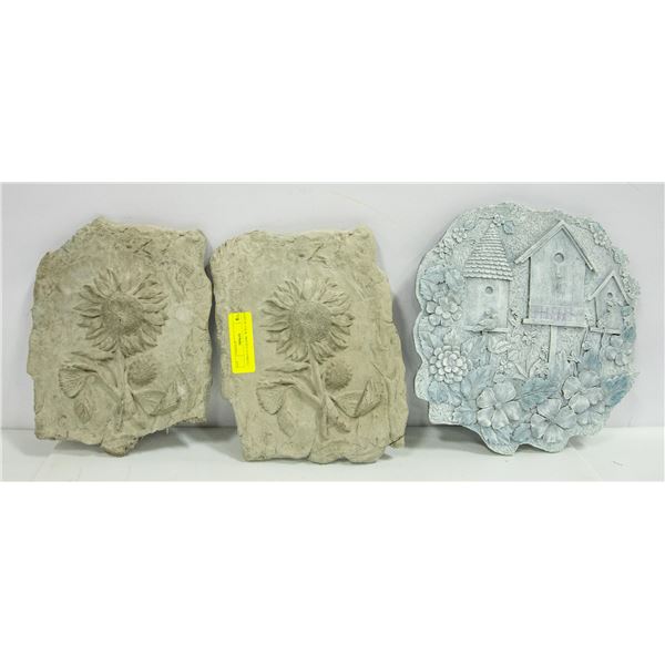 3 GARDEN CERAMIC WALL PLAQUES