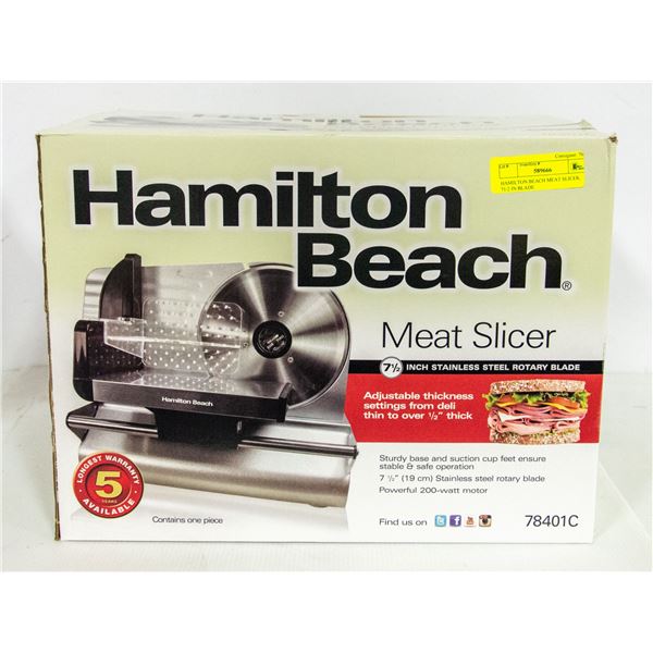 HAMILTON BEACH MEAT SLICER, 71/2 IN BLADE