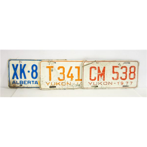 3 VINTAGE LICENSE PLATES