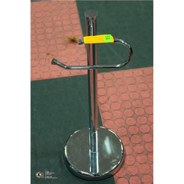 CHROME TOILET PAPER HOLDER STAND APPROX 20  TALL