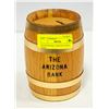 Image 1 : WOOD BARREL ARIZONA PIGGY BANK
