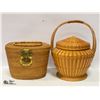 Image 1 : 2 OLD FINELY WOVEN HAND CRAFTED BASKETS