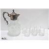 CRYSTAL DECANTER + MINI MUG SHOT GLASSES