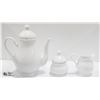 Image 1 : WHITE TEAPOT + CREAM AND SUGAR DISHES