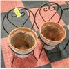 Image 1 : PAIR OF METAL CHAIR DESIGN PLANT HOLDER WITH CLAY