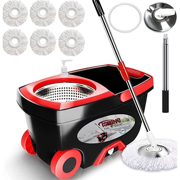 TSMINE SPIN MOP BUCKET SYSTEM BLACK IN COLOUR WITH