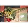 Image 1 : LOT OF SILK PLANTS WITH GLASS VASE AND MORE