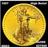 Image 1 : 1907 High Relief $20 Gold Double Eagle CHOICE BU