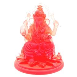 Hindu Crystal Resin Ganesh Red Temple Piece (CLB-353)