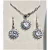 Image 1 : Multiple Crystal Sunflower Shaped Matching Earring & Necklace Set.