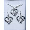 Image 1 : Matching Double Heart Multiple Crystal Earring & Necklace Set