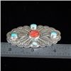 Image 2 : Navajo Sterling Red Shell and Turquoise Pin
