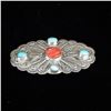 Image 3 : Navajo Sterling Red Shell and Turquoise Pin