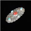 Image 4 : Navajo Sterling Red Shell and Turquoise Pin