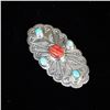 Image 5 : Navajo Sterling Red Shell and Turquoise Pin