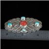 Image 6 : Navajo Sterling Red Shell and Turquoise Pin