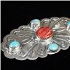 Image 7 : Navajo Sterling Red Shell and Turquoise Pin