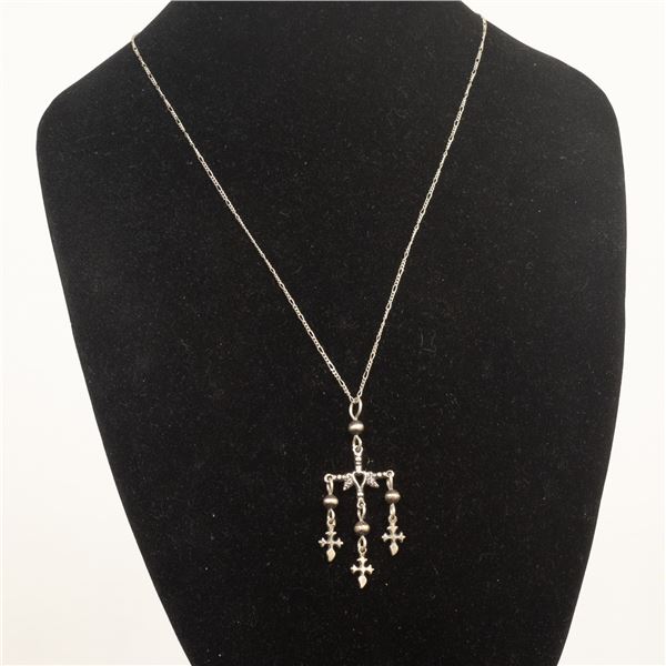 Oaxacan Silver Yalalag Cross Pendant Necklace