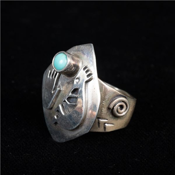 Navajo Sterling Turquoise Ring, Size 8