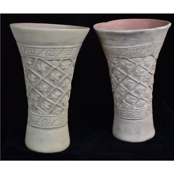 2 Arte Chancay Pottery Rattle Vase Replicas