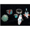 Image 2 : 5 Native American Rings and 1 Sterling Band Ring