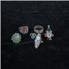 Image 3 : 5 Native American Rings and 1 Sterling Band Ring