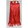 Image 1 : Shawnee Potawatomi Red Satin Fringed Dance Shawl