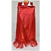 Image 2 : Shawnee Potawatomi Red Satin Fringed Dance Shawl