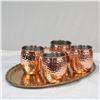 Image 2 : 4 Moscow Mule Copper Cups and Large Brass Tray