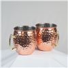 Image 8 : 4 Moscow Mule Copper Cups and Large Brass Tray