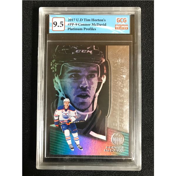 2017 U.D TIM HORTONS NO.PP-9 CONNOR MCDAVID PLATINUM PROFILES (GCG 9.5)