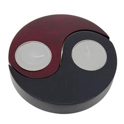 Hand Crafted Yin-Yang Mango Wood Candle Holder (DEC-256)