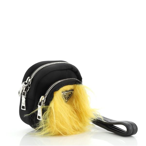 Prada Cargo Wristlet Pouch Tessuto and Mohair Mini Black, Yellow