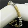 Image 5 : Fancy 14K Yellow & White Gold Twisted Tube Rolo Style Link Chain Toggle Bracelet