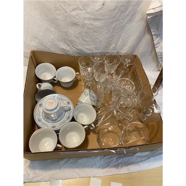 Noritake tea cups and saucers and crystal