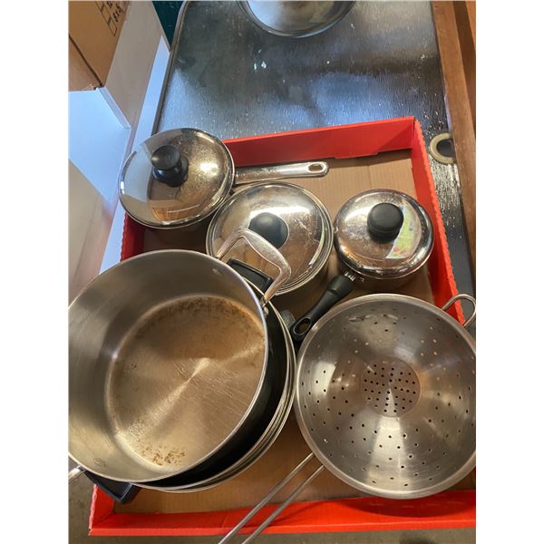 Pots and pans and strainer