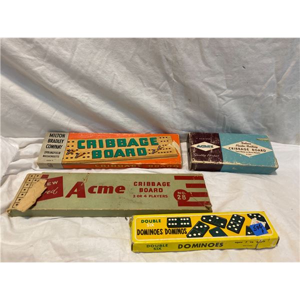 Cribbage boards and dominoes