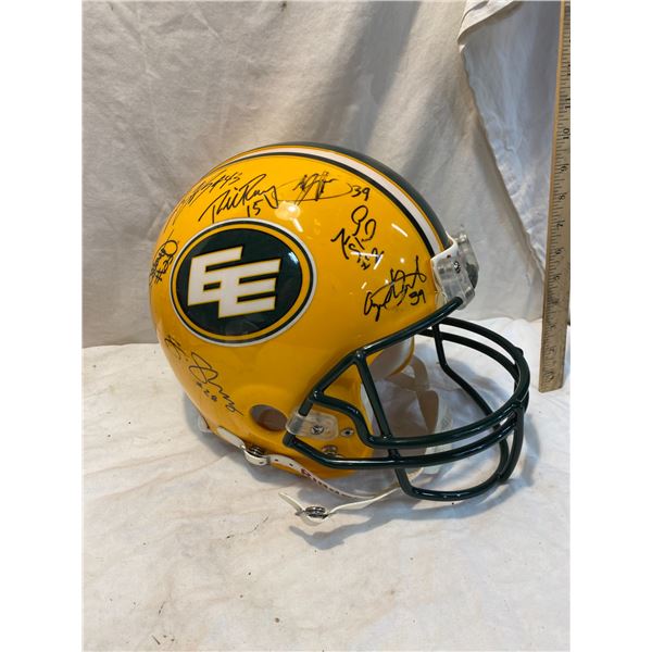 Riddell football helmet signed Edmonton Eskimos