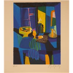 Marcel Mouly "Nature Morte Fond Bleu"