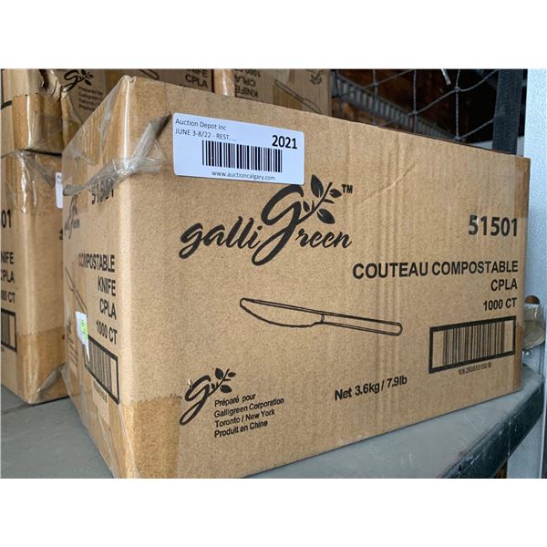 Galli Green compostable knives case lot of 1000