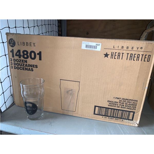 Libbey 14801 20 oz English Pub Pig N Duke Pint Glasses Case lot of 36