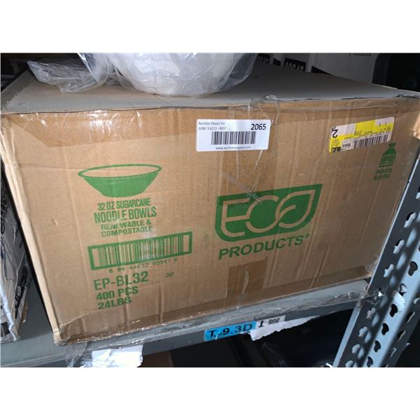 Eco Products 32oz Bio compostable sugarcane Bowls - case lot of 400