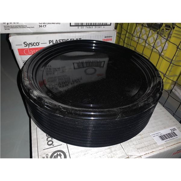 Sysco Plastic Flat Serving Trays 12 inch black - case lot of 36