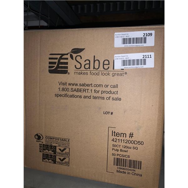 Sabert 120oz compostable square pulp bowls - case lot of 50