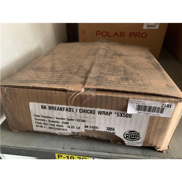 Burger King Sandwich Wrappings - Case lot of 500