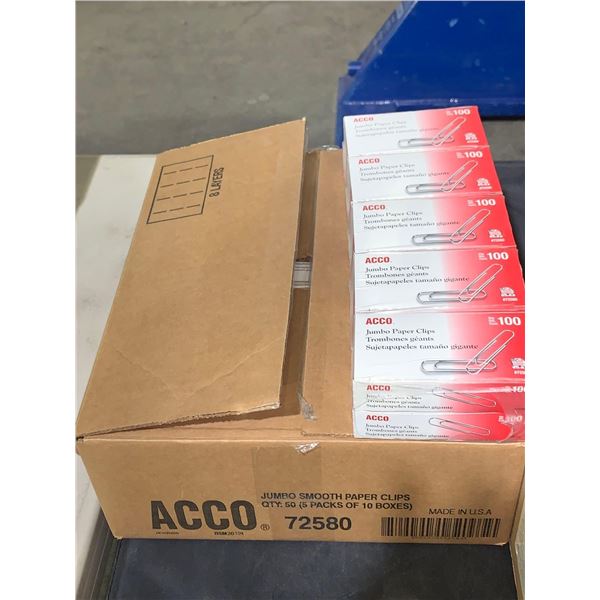 ACCO Large Paper clips - case lot of 50 boxes x 100