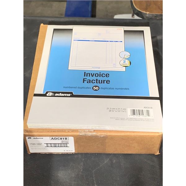 Adams 2 part numbered invoice books 8 x 10" - case lot of 5